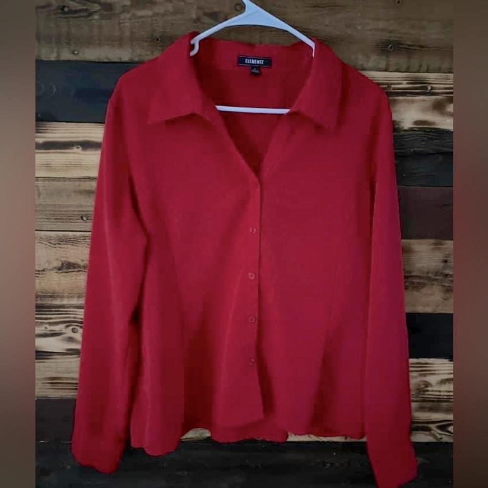 Vintage ELEMENTZ Red Button Down Blouse